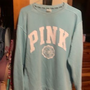 Pink Victoria Secret sweet shirt. Xs but it’s big light green in color.